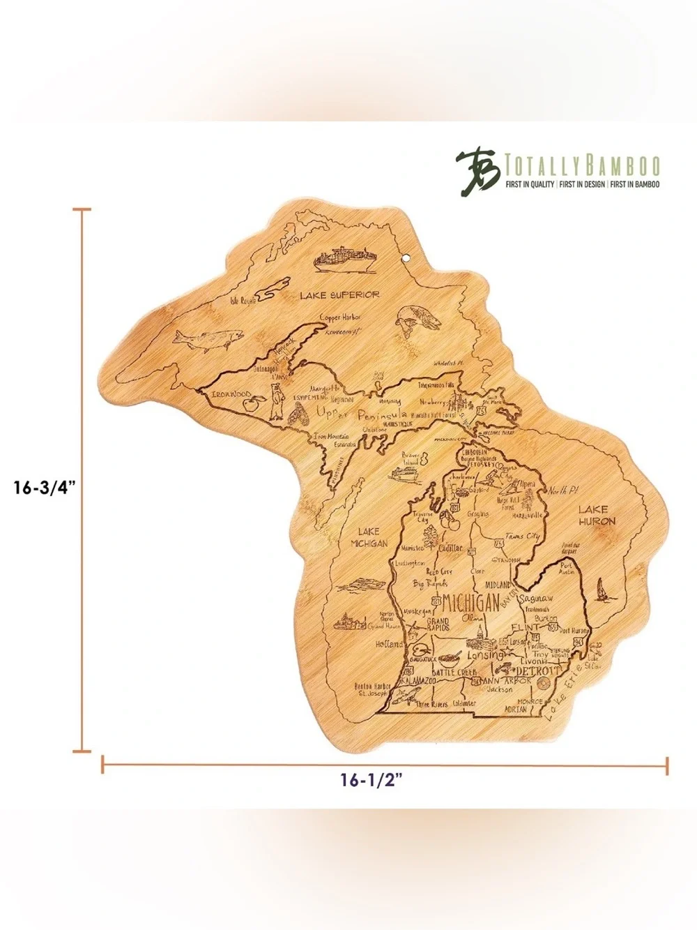 Totally Bamboo Destination Michigan State Shaped 16.8